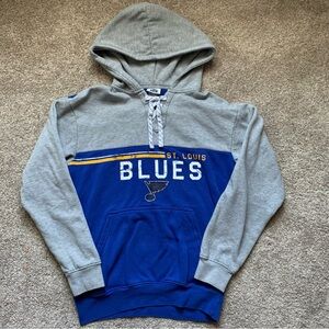 Official Licensed NHL ST. LOUIS BLUES Hockey Blue Gray Hoodie Size S